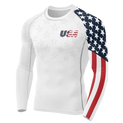 FORMONIES Men's Patriot Rash Guard – Long Sleeve Compression Shirt for BJJ MMA No-Gi Wrestling, Moisture-Wicking2