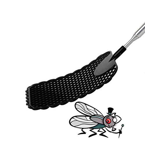 YueWan 4 piezas de plástico retráctil matamoscas de acero inoxidable con mango telescópico portátil fuerte flexible manual Swat Mosquito Bug Swatter suministros para el hogar