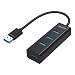 Produktbild Alxum 4 Port USB 3.0 Hub mit Micro-USB-Ladeanschluss, USB-Hub-Extender-Erweiterungsanschluss für schnelle Datenübertragung Kompatibel mit Windows PC, Mac, Surface Pro, Laptop, Drucker, 1FT-Schwarz
