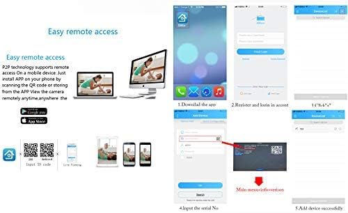 Screenshots showing XMeye app download and device pairing process