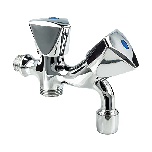 Preisvergleich Produktbild tecuro Kombi-Auslaufventil 1 / 2 Zoll mit zusätzl. Geräteanschluss, Messing hochglanzverchromt - 22260-S