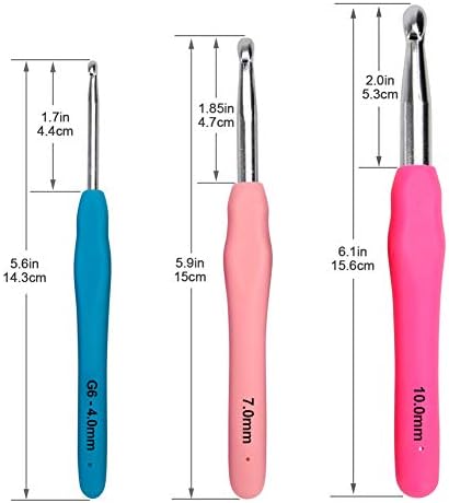 BCMRUN Crochet Hooks Set,14 PCS Ergonomic Soft Grip Handles Knitting Needles Kit with Case for Arthritic Hands,2mm-10mm Extra Long Knit Needles, for Women Kids(Colorful) (A) (14) (14)