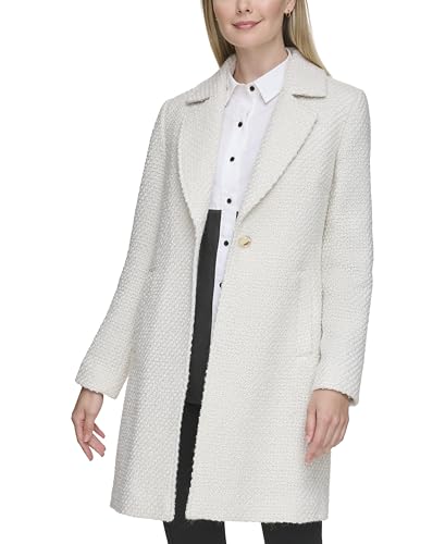 KARL LAGERFELD Women's Solid Texture Wool Classic One Button Blazer2