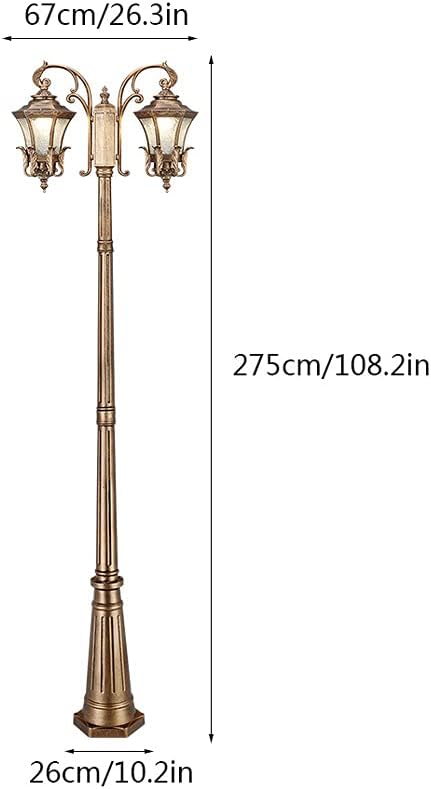 Outdoor Lantern, European Style Retro Glass, Waterproof, for Lawn, Hotel, Landscape, Pillar, Villa, Height 275 cm, Height 275 cm