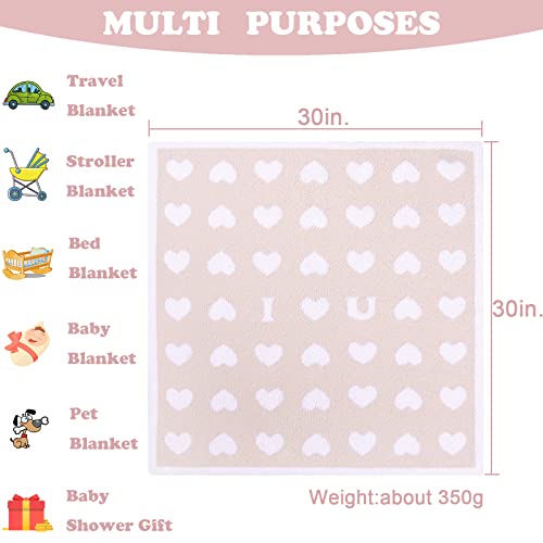 Image of BOBOYOYO Plush Baby Blankets for Newborn Girls Boys Heart Soft Fuzzy Warm Swaddle Receiving Blanket 30 x 30 Polyester Toddler Blanket for Crib Stroller Nursery Pink