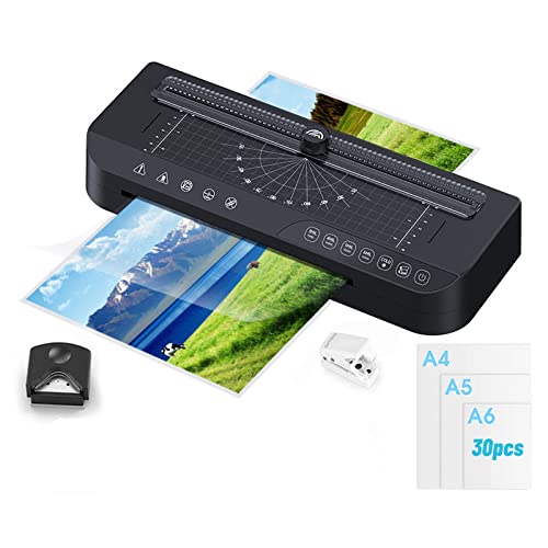 Laminator Machine, A4 / A5 / A6 Laminating Machine With 30 Plastic Sealing Film Cold And Hot System Trimmer Punch And Corner Rounder For Home Office(American Standard) #TOP9