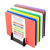 7X eZone Commercial Kitchen Chopping Boards 45x30cm Multi-Colour w/Rack & Chart