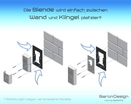 Baron Design | Edelstahl Blende | Zubehör für Ring Videotürklingel/Video Doorbell | Akku 2. Gen 3 Plus 4 Pro Battery | Halterung, Schild, Befestigung, Platte für Klingel