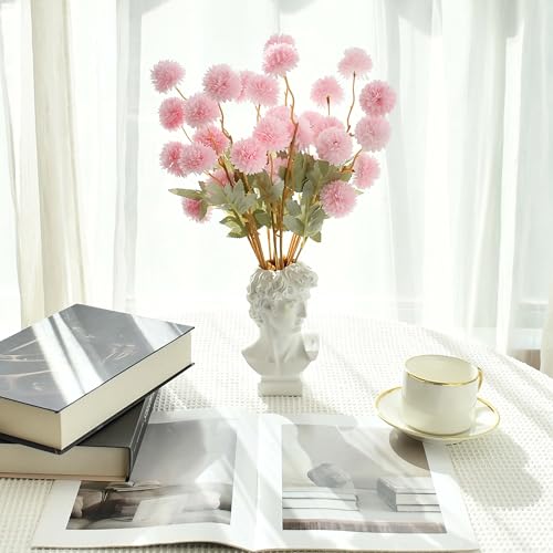 Image of Mandy's 6 Stems Silk Pink Kiku Ball Flowers