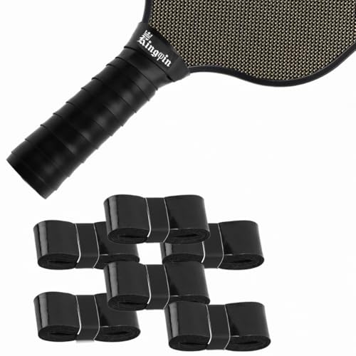 Kingpin Pickleball Over Grip [Pack of 6] Black, Anti Slip, Quick-Drying Tennis Racket Grip | Super Absorbent Sweat-Resistant Grip Tape | Sports Gear