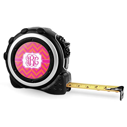 Cinta métrica personalizada Chevron rosa y naranja 16 ft miniatura 1