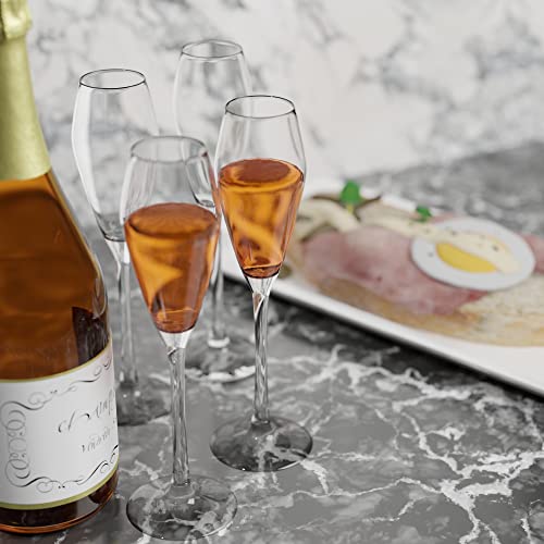 JEKOSEN NEW Champagne Flutes Glasses 8oz Set of 4 Clear Crystal 100% Lead-Free Stemware Champagne Glass