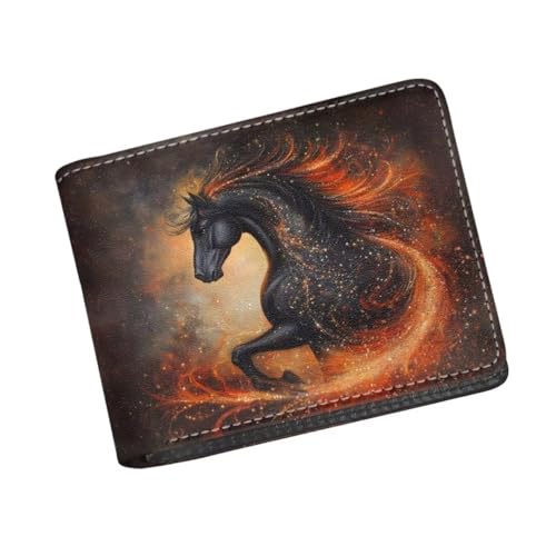 Image of Coldinair Black Horse Boys Wallet for Kids Novelty Wallet for Teen Boys Cool Leather Bifold Wallet Credit Card Cash Id Holder Purse Coin Pocket Id Window for Men Boy Male Youth Guys