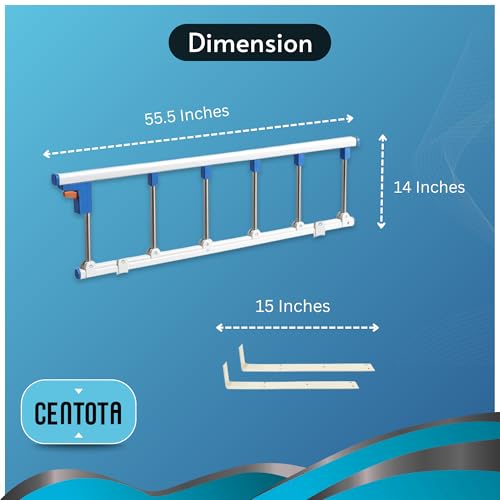 Image of Adjustable Bed Rail for Elderly Person at Home - Heavy Duty Hospital Bed Guard with 6 Steel Bars | Collapsible Safety Rail | No Drilling Required | Soft Closure | One Side Only | 55.5x14 Inch
