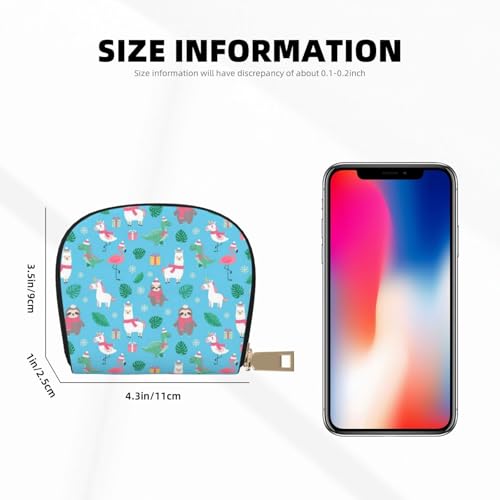 Men Leather Wallet Card Holder Christmas Animals Llama Sloth Dinosaur Flamingo Travel Accessory3