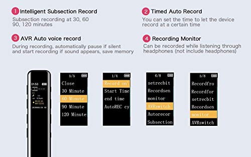 16GB Digital Voice Recorder, Voice Activated Recorder for Lecture, Meetings, Audio Voice Recorder with MP3 Player, with Rechargeable Stereo HD Recording Voice, USB, Password, Variable Speed - Thumbnail 7