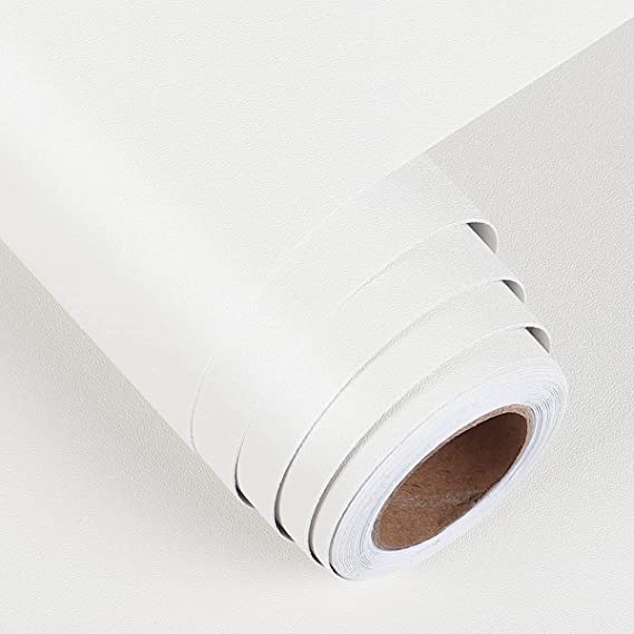 Image of HOME13 Matte Wallpaper Stick and Peel for Bedroom Solid Contact Paper Self Adhesive Thick White Wallpaper Peel and Stick Removable Wall Paper (2Feet 156Inches, Matte White Wallpaper)
