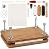 DoubleFill Book Binding Kits 11.6 x 7.9 Book Press Board 25 Pcs Bamboo Wood Bookbinding Tools Set with Real Bone Folder Awl Large Eye Needles Wax Thread Cloth for Beginners DIY Bookbinding Supplies