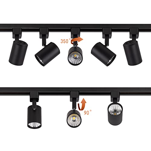Mirrea Led Track Lighting Heads Compatible With Single Circuit J Type Rail Ceiling Spotlight For Accent Task Wall Art Exhibition Lighting 6.5W 4000K Neutral White 24° Black Painted Pack Of 12 #TOP3