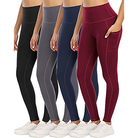 YOUNGCHARM 4 Pack Leggings with Pockets for Women Cover