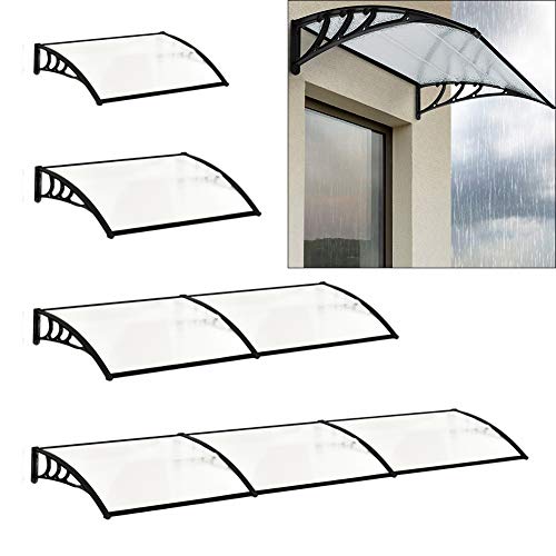 The Fellie Rain Canopy Door Canopy Awning Front Door Canopy for Outdoor Window Porch Shade Patio Roof Cover UV Protection, (Black/L120xW80xH23.8cm)