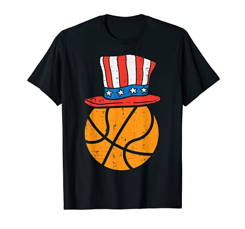 Basketball Hat US American Flag Sports 4th Of July Fourth Camiseta