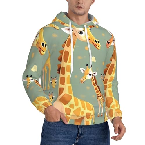 Sweat à capuche homme imprimé girafes sauvages pull manches longues mode casual