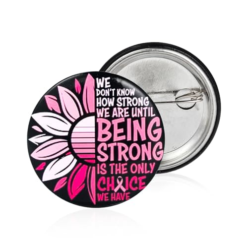 Image of COLORFUL BLING Pink Ribbon Breast Cancer Awareness Brooches Pin,Love Faith Strength Hope Butterfly Design,Rhinestone Pink Ribbon Hope Lapel Pin Brooch-BE STRONG
