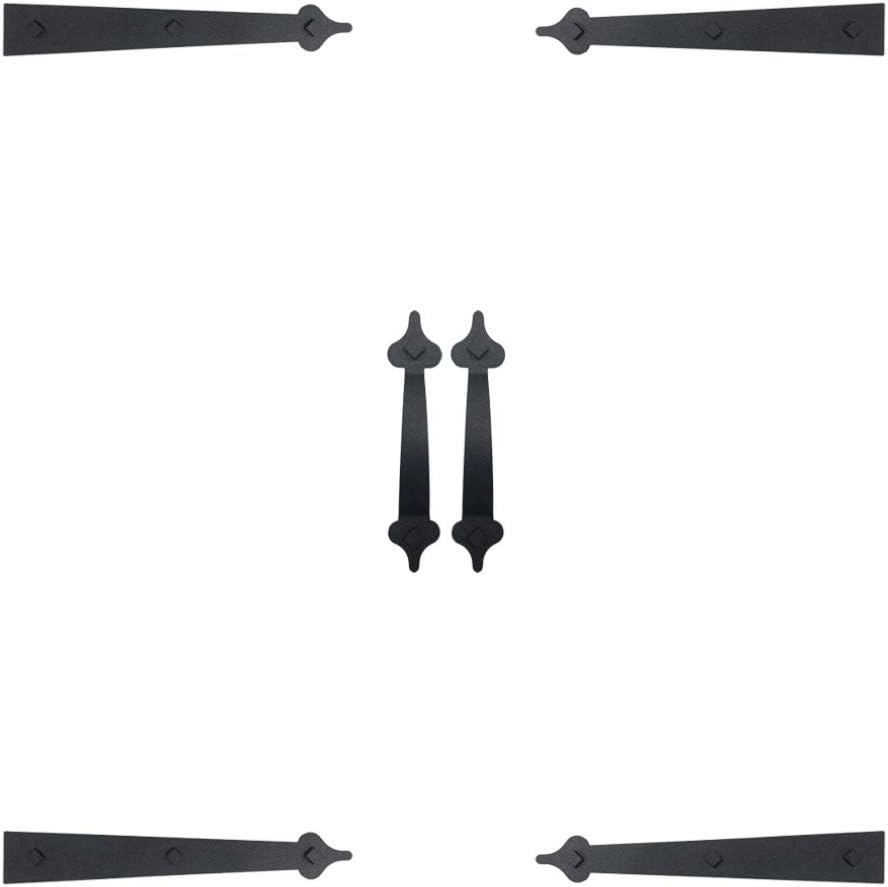 DURA-LIFT Ultra-Life Magnetic Decorative Carriage-Style Garage Door Accent Trim Hardware, (Four 16" Hinges, Two 12" Handles)