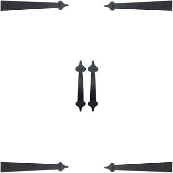 DURA-LIFT Ultra-Life Light Magnetic Decorative Carriage-Style Garage Door Accent Trim Hardware Four 14.75" Hinges, Two 9" Handles