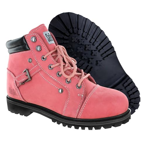 Image of Safety Girl Women's Work Boots | Water-Resistant Leather Work Boots | Oil & Slip-Resistant Soft Toe Boots for Women | Premium Nubuck Leather | Lightweight and Comfortable | Black Leather - 11.5W