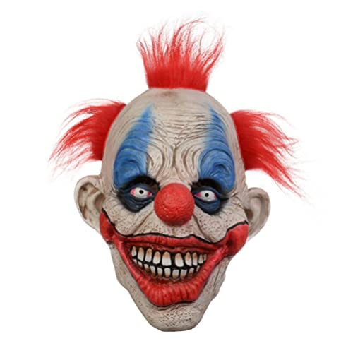 Gruselige Maske Halloween-Latex-Clown-Maske gruselige Halloween-Maske Kostüm mit Haaren Horror-Cosplay-Kostüm-Requisite für Erwachsene Halloween-Kostüm Party-Requisiten Masken (Binde)