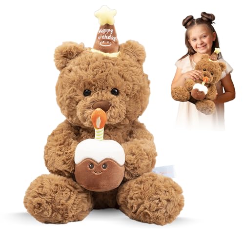 lioewhu Ositos de Peluche, 30cm Oso de Peluche, Tierno Juguete de Peluches, Marrón Claro Peluches Suave, Dulce Juguete como Regalo de Cumpleaños Decoración para Niños, Niñas, Amiga