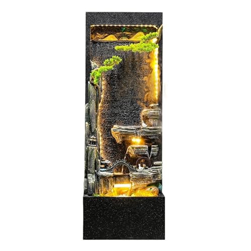 Modern Indoor/Outdoor Garden Water Fountain with LED Lights, Large Rockery Floor-Standing Fountain, Waterfall Feature for Home Garden Decor Floor-standing Fountains