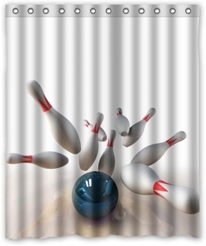 Amazon Cool Bowling Gamesボールキットボーリングピンシャワーカーテン60 X72 インチ100 防水ポリエステル生地fittedバスルームシャワーカーテン シャワーリング付属 シャワーカーテン ホーム キッチン オンライン通販