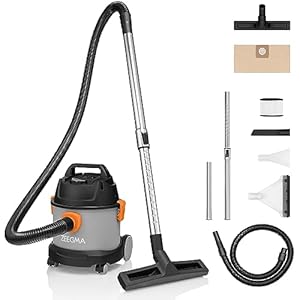 Zeegma PRO COMPACT Stofzuiger voor droog en nat 1000W Voor as, water, bekleding en tapijten, Industriële stofzuiger, tank van 6 liter, 3 soorten mondstukken, Kabel van 6m, Accessoires en filters