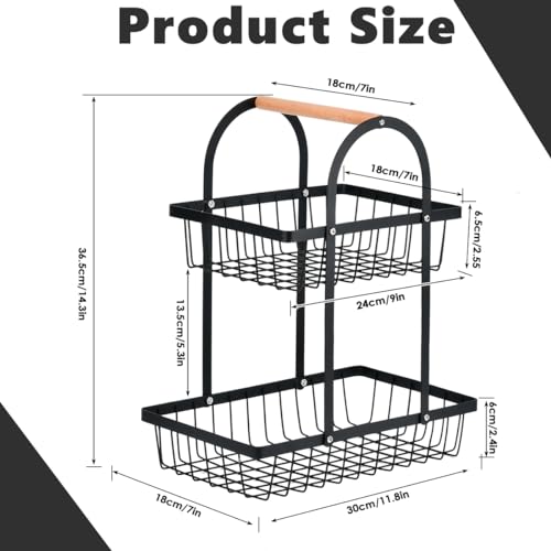 Miniatura 4 de Doduos Fruteros De Cocina 2 Pisos, Cesta De Frutas De 2 Niveles, Negro Frutero 2 Pisos Cesta De Cocina Para Frutas Y Verduras Para Cocinar Aperitivos Y Pan Verduras