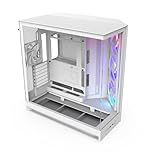 NZXT H9 Flow RGB (2025) – Large Dual-Chamber ATX Mid-Tower Airflow PC Case – Includes 1 x 420mm RGB Fan Unit & 1 x 120mm Fan – 420mm Radiator Support – Tempered Glass – Back-Connect Ready – White