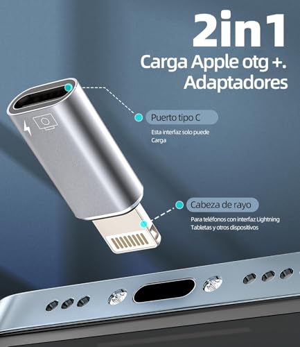 Adaptador OTG Audio USB C Hembra a Lightning Macho(2pack)para Apple iPhone14 Adapter para iPad Tipo C Jack Cable Datos Conector Auriculares Adaptadores Type C Tarjeta Lector Teclado Cámara Convertidor - imagen 2