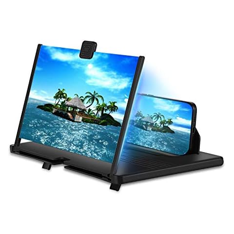 hopeful 12" Thin Foldable Phone Magnifier Screen Foldable HD 3D Blu-ray Easy to Carry Gadgets for Men Gifts Technology 3d Movies Phone Projector (black) Cover