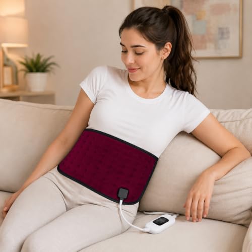 Image of MCP Healthcare Velvet Heating Belt Three Heating Temperature Control Device, Low, Medium & High, Adjustable, Heat Therapy Reliever For All Kind Arthritis, Muscle Spasm & Increase Blood Circulation (Wine)