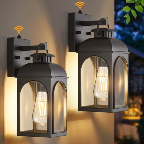 EJIAXIN 2 Pack Dusk to Dawn Outdoor Lighting, Matt Black Porch Lights