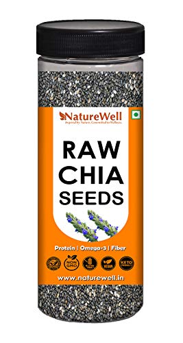 Image of Naturewell Chia Seeds (Raw ) for Weight Loss with Calcium, Iron, Vitamin, Protein, Folic Acid and Dietary Fibre (4 X 200 Gram) 800 G
