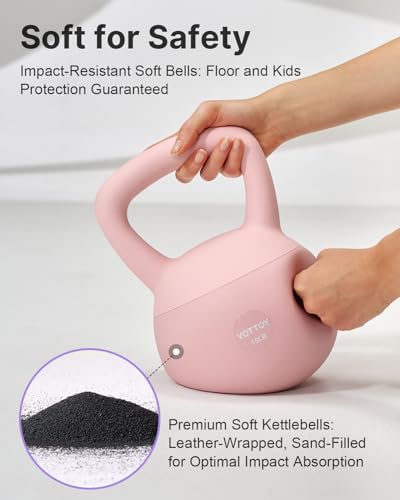 YOTTOY Soft Kettlebell,Kettlebell Anti-Slip Grip Weight for Home Workouts, Kettlebells Set Strength and Safety Guaranteed (Pink, 6 LB)