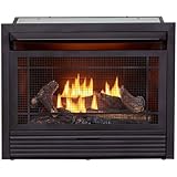 Duluth Forge FDF300R-L, with Louvers, Vent Free Indoor Fireplace Insert Zero Clearance 26,000 BTU, Dual Fuel Propane and Natural Gas, Yellow Flame, AC Backup Plug in Remote Thermostat Control
