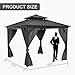 12' X 12‘ Permanent Hardtop Gazebo，Hardtop Gazebo Aluminum Gazebo with Galvanized Steel Double Roof for Patio Lawn and Garden, Curtains and Netting Included,Use for All Weather