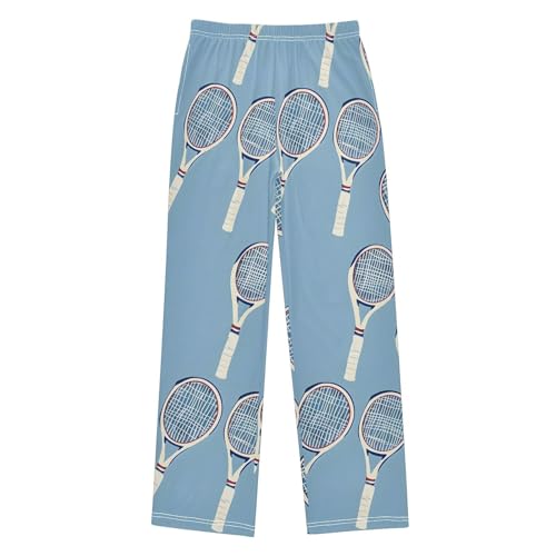 Tennis Racket Blue Pajama Pants Long Sleep Pant Soft PJ Bottoms Sleepwear
