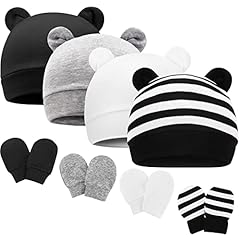 4 Sets: Bear Ear Hats & Mittens F(0-3 Months)