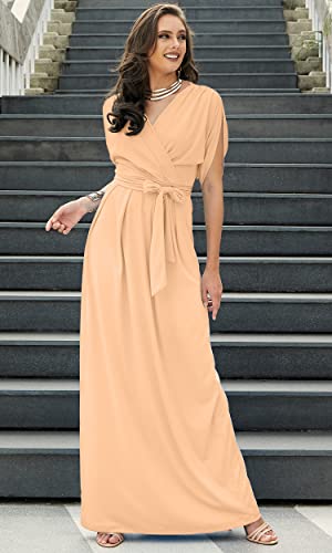 Image of KOH KOH Womens Long Pleated Flowy Modest Evening Wedding Guest Maxi Dress