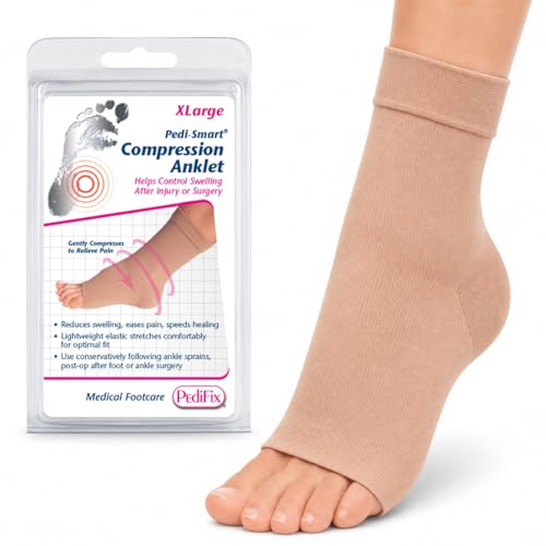 Image of Pedifix Compression Ankle Sleeve for Foot and Ankle Support, Beige,XLarge